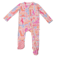 Raising Mama Baby Footie Pajamas Western Print Pink - The Palm Beach Baby
