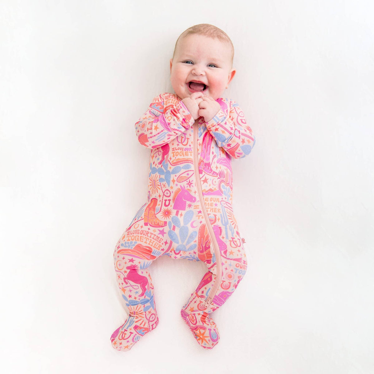 Raising Mama Baby Footie Pajamas Western Print Pink - The Palm Beach Baby