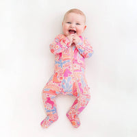 Raising Mama Baby Footie Pajamas Western Print Pink - The Palm Beach Baby