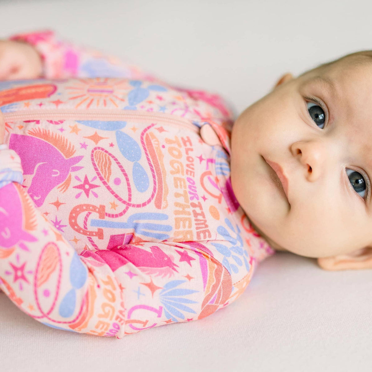 Raising Mama Baby Footie Pajamas Western Print Pink - The Palm Beach Baby