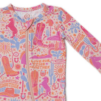 Raising Mama Baby Footie Pajamas Western Print Pink - The Palm Beach Baby