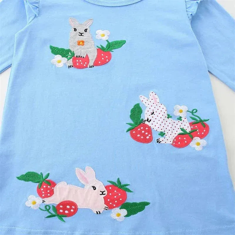 Baby Girl Animal Print Dress with Cute Bunny Design - The Palm Beach Baby