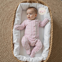 Baby Girl Footie Set with Frills - Pink Gingham - The Palm Beach Baby