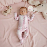 Baby Girl Footie Set with Frills - Pink Gingham - The Palm Beach Baby