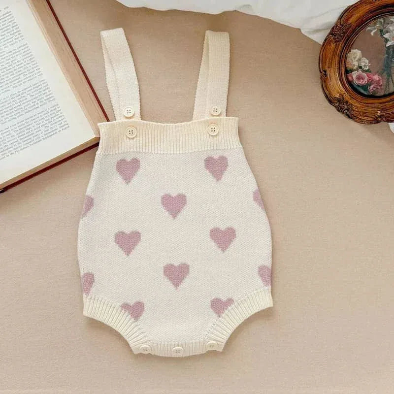 baby knit romper soft cotton Heart Pattern Romper - The Palm Beach Baby