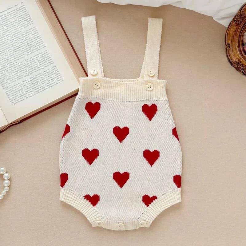 baby knit romper soft cotton Heart Pattern Romper - The Palm Beach Baby