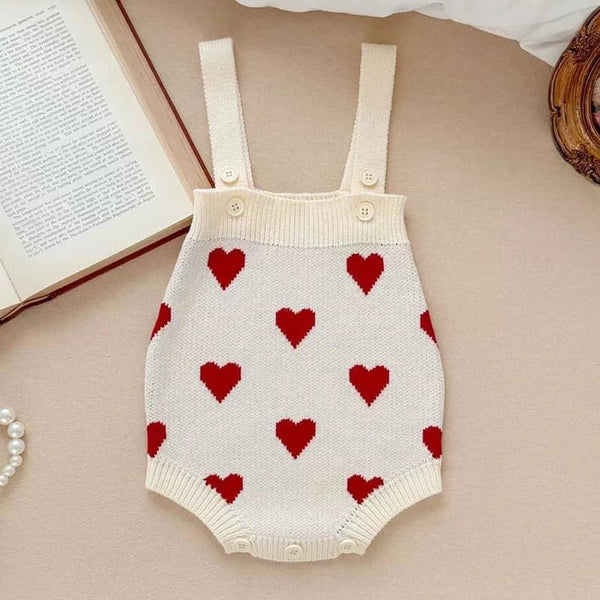 baby knit romper soft cotton Heart Pattern Romper - The Palm Beach Baby