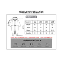 Baby layette set size chart for 3M to 12M with length, bust, sleeve, shoulder measurements