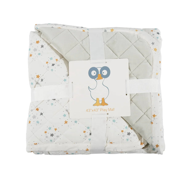 Goosewaddle children's play mat, 43x43 inches quilted floor mat with star pattern for newborns