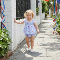 toddler girls blue and white striped patriotic outfit for women with red star prints and ruffle sleeves