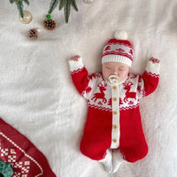 Baby Reindeer Knit Romper Set - Cozy Holiday Outfit - The Palm Beach Baby