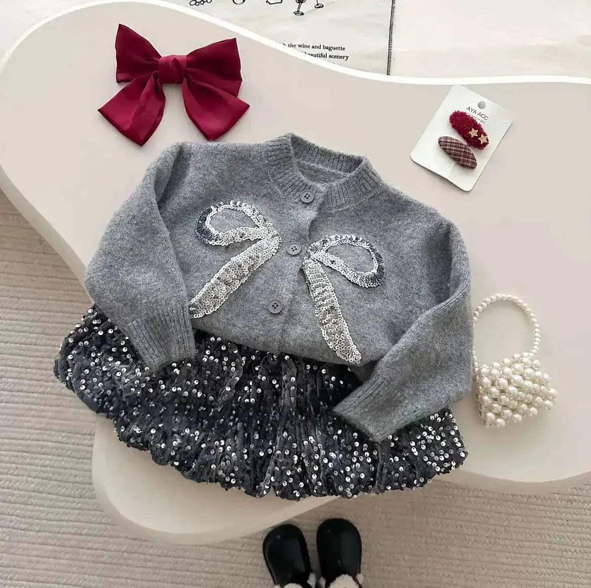 Arlana Shimmer Sweater and Skirt Set - Stylish Holiday Outfit - The Palm Beach Baby