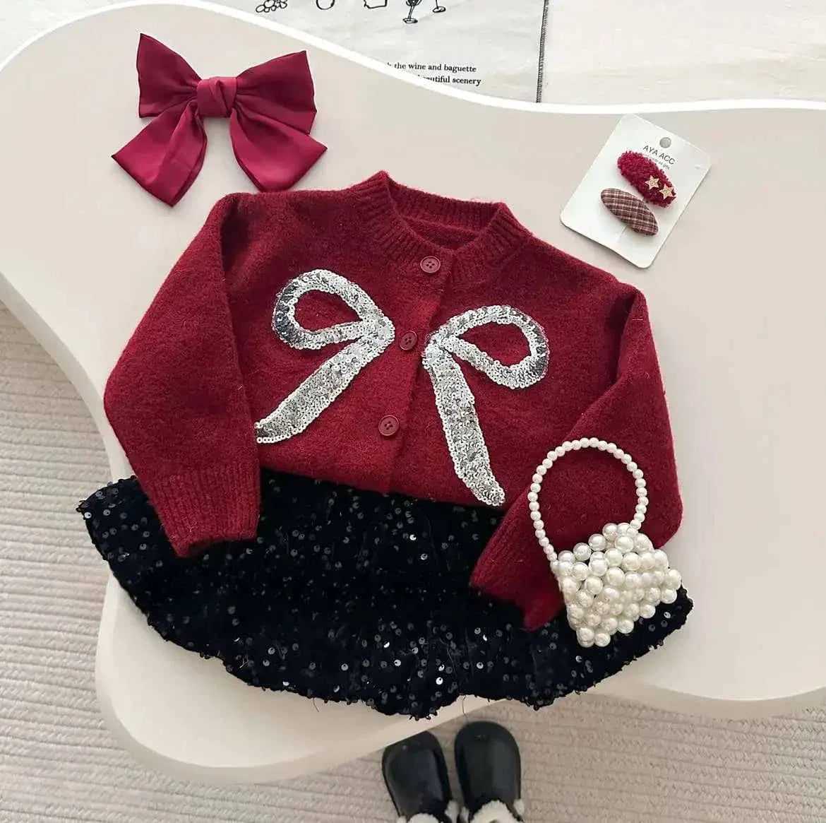 Arlana Shimmer Sweater and Skirt Set - Stylish Holiday Outfit - The Palm Beach Baby