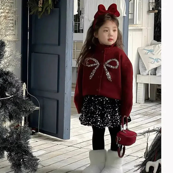 Arlana Shimmer Sweater and Skirt Set - Stylish Holiday Outfit - The Palm Beach Baby