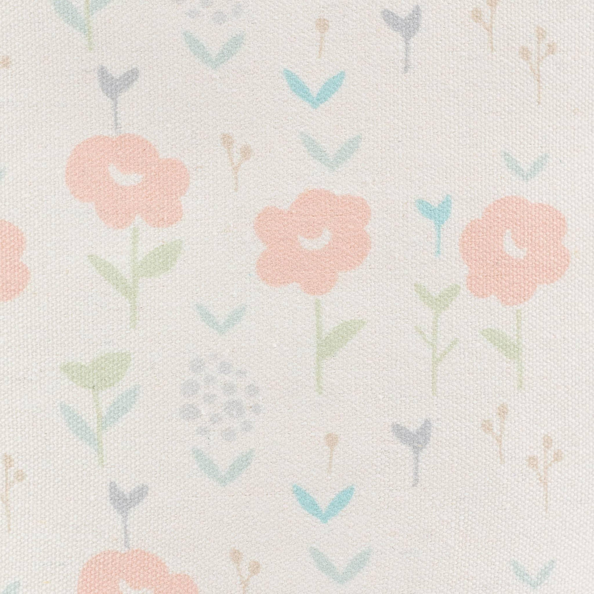 Cream fabric with pastel floral pattern on soft cotton material for baby storage bins for nursery