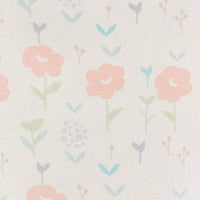 Cream fabric with pastel floral pattern on soft cotton material for baby storage bins for nursery