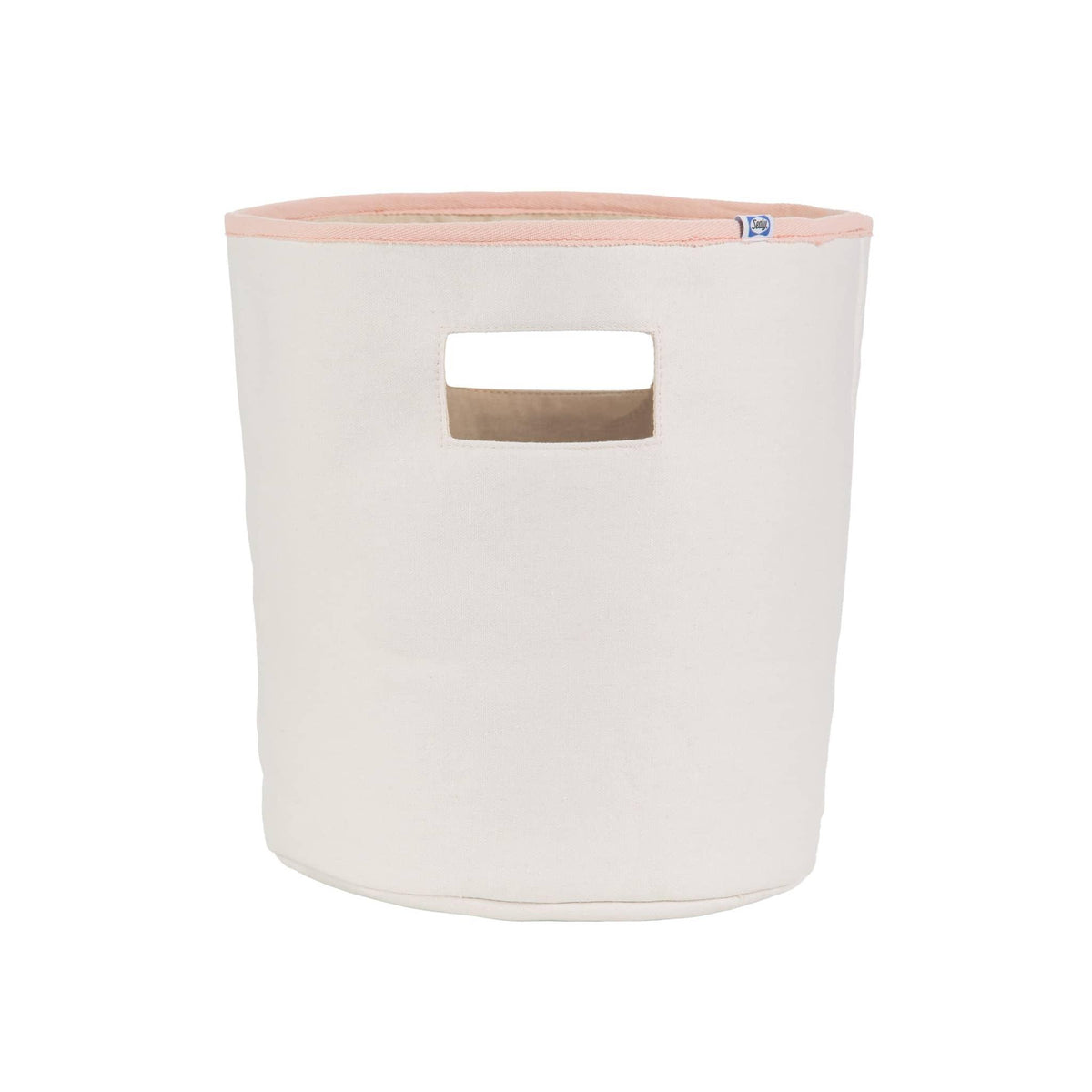 Cream and pink cotton soft storage bin with handle for baby storage bins for nursery
