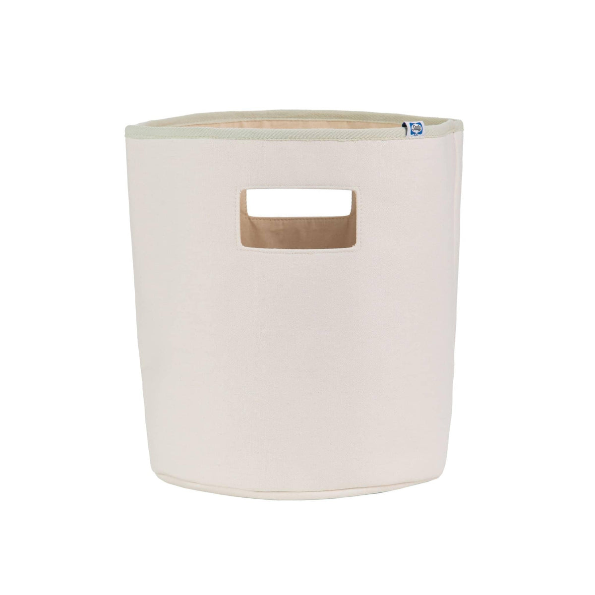 Cream cotton soft baby storage bins with built-in handle for nursery organization