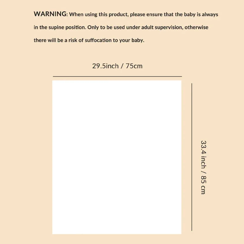 White swaddle wrap for babies measuring 29.5 by 33.4 inches suitable for newborns