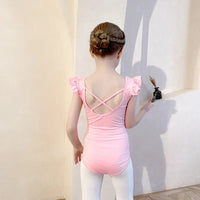 toddler pink ballet tutu dress with ruffle sleeves and crisscross back for girls