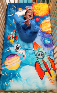 Space Crib Sheet Set: Barkside of the Moon