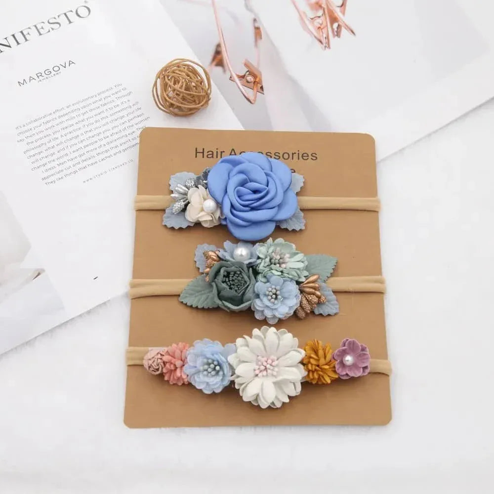 Beaded Baby Headband Set with Floral Design - Soft & Stylish - The Palm Beach Baby