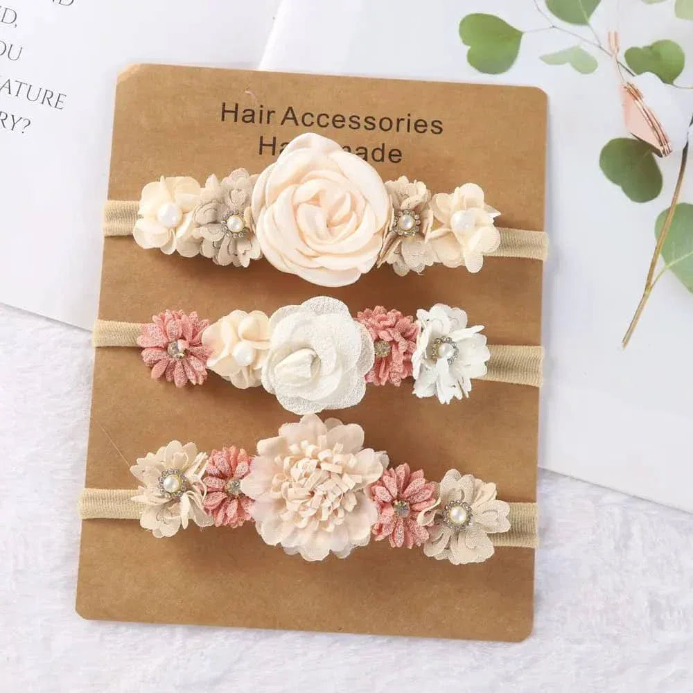 Beaded Baby Headband Set with Floral Design - Soft & Stylish - The Palm Beach Baby