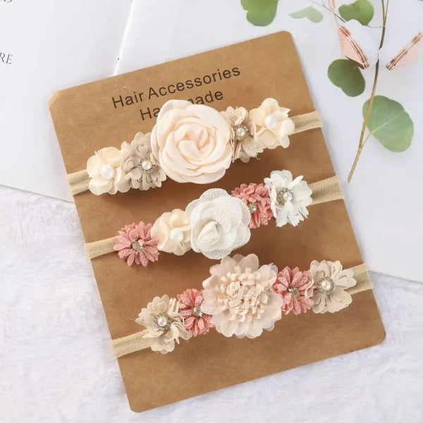 Beaded Baby Headband Set with Floral Design - Soft & Stylish - The Palm Beach Baby