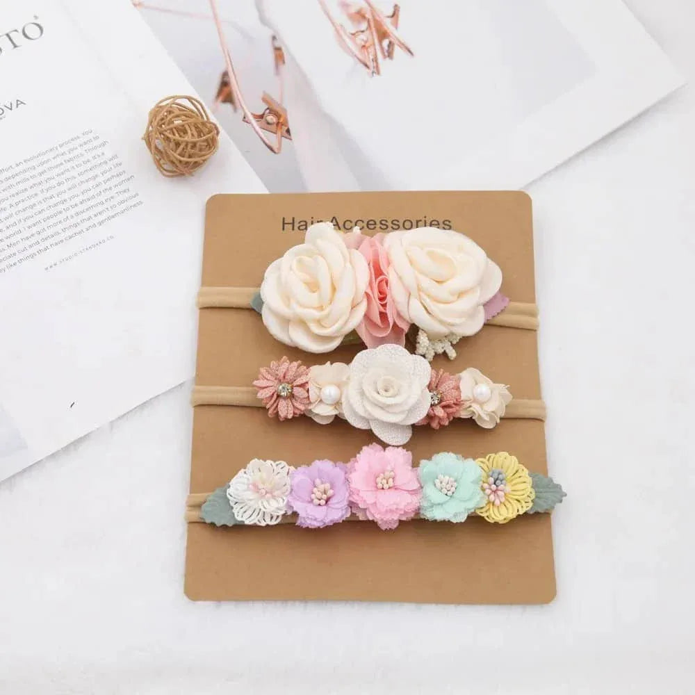 Beaded Baby Headband Set with Floral Design - Soft & Stylish - The Palm Beach Baby