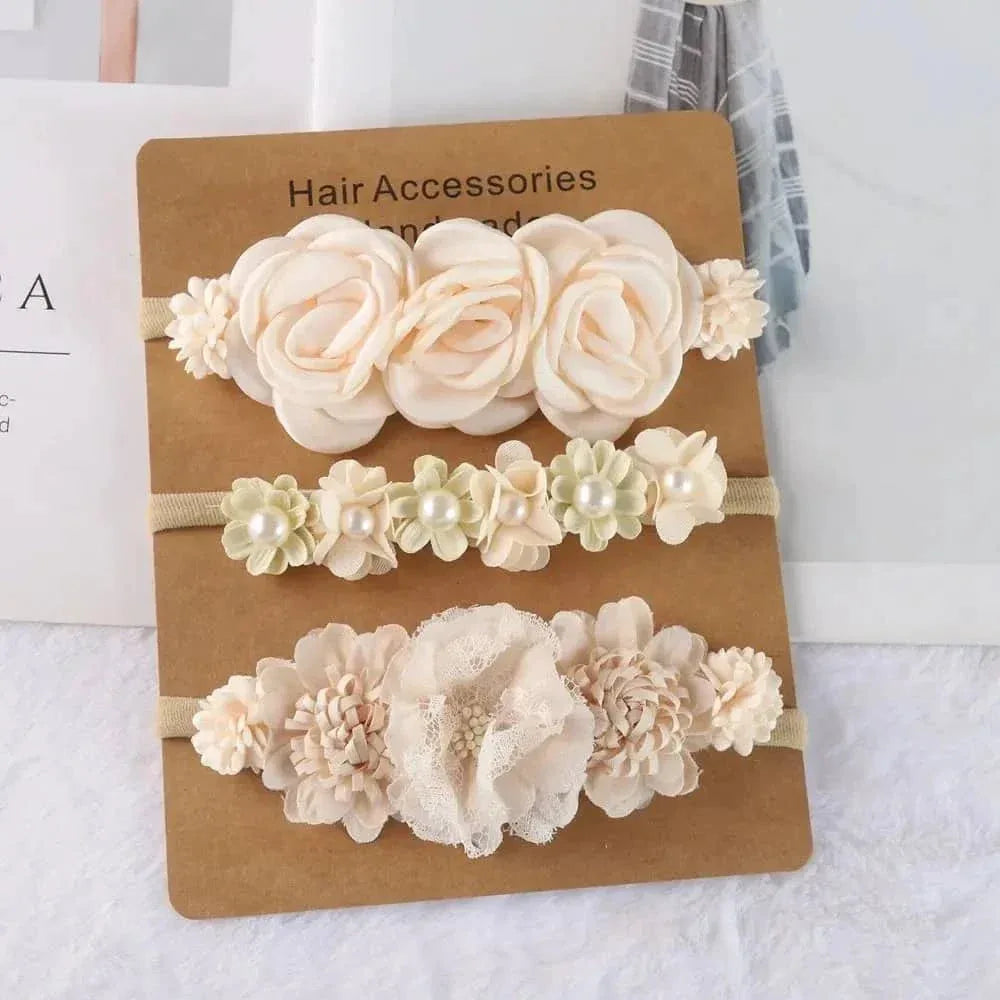 Beaded Baby Headband Set with Floral Design - Soft & Stylish - The Palm Beach Baby
