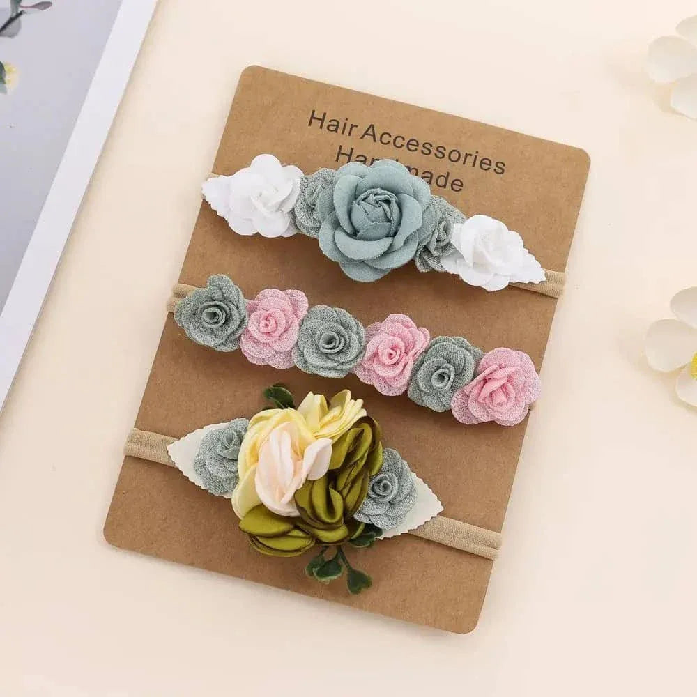 Beaded Baby Headband Set with Floral Design - Soft & Stylish - The Palm Beach Baby