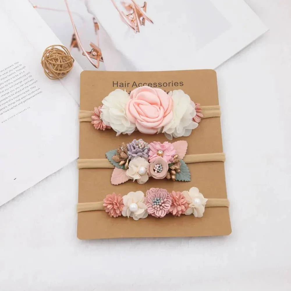 Beaded Baby Headband Set with Floral Design - Soft & Stylish - The Palm Beach Baby