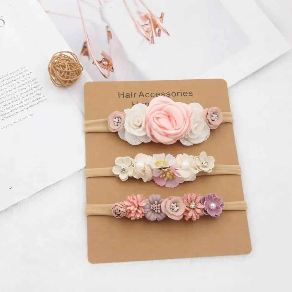 Beaded Baby Headband Set with Floral Design - Soft & Stylish - The Palm Beach Baby