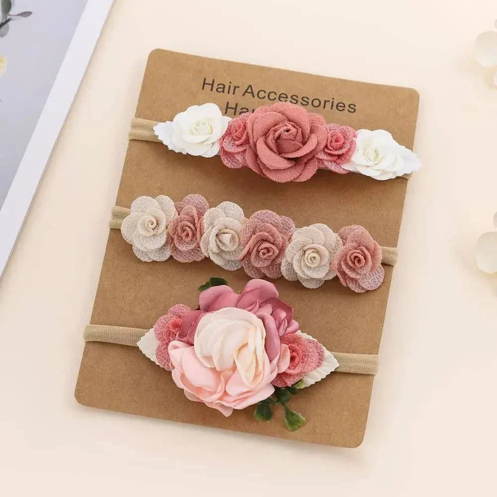 Beaded Baby Headband Set with Floral Design - Soft & Stylish - The Palm Beach Baby