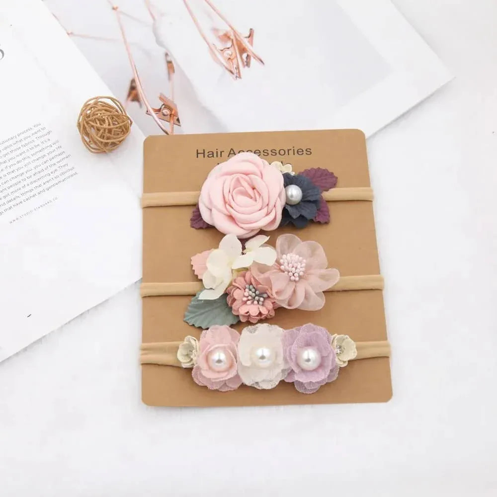 Beaded Baby Headband Set with Floral Design - Soft & Stylish - The Palm Beach Baby
