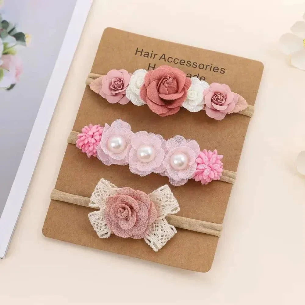 Beaded Baby Headband Set with Floral Design - Soft & Stylish - The Palm Beach Baby