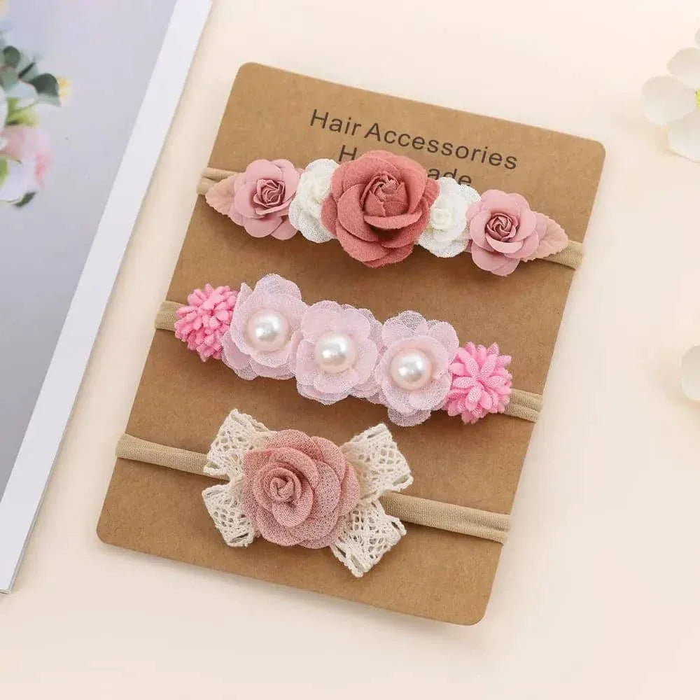 Beaded Baby Headband Set with Floral Design - Soft & Stylish - The Palm Beach Baby