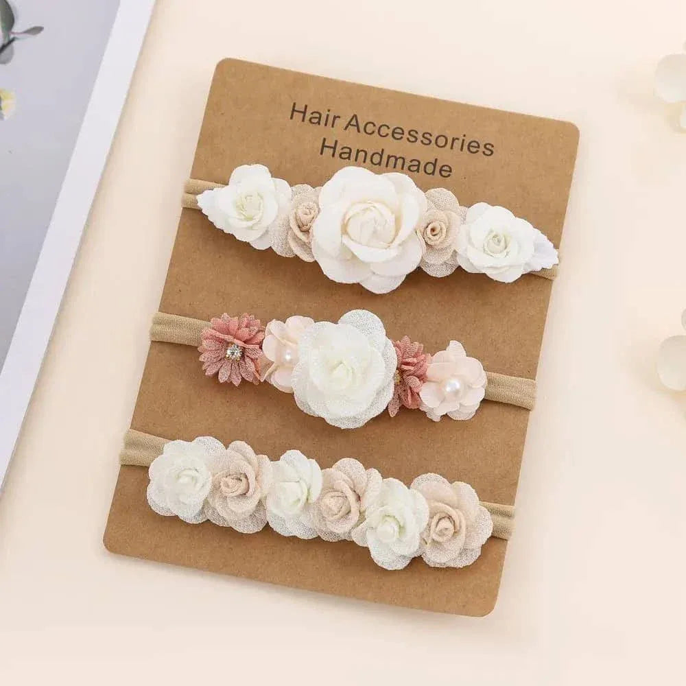 Beaded Baby Headband Set with Floral Design - Soft & Stylish - The Palm Beach Baby