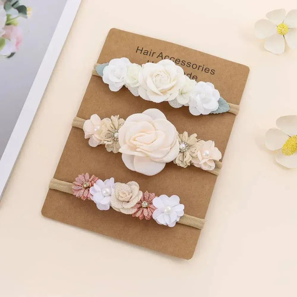 Beaded Baby Headband Set with Floral Design - Soft & Stylish - The Palm Beach Baby