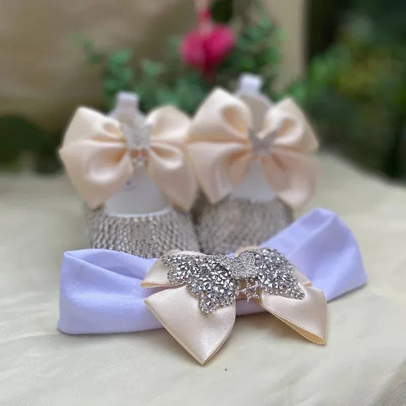 "Naomi" Elegant Beaded Baby Pre-Walker Shoes - The Palm Beach Baby