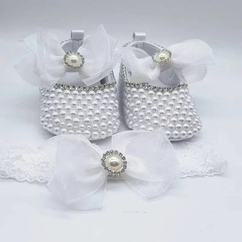 "Naomi" Elegant Beaded Baby Pre-Walker Shoes - The Palm Beach Baby