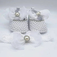 "Naomi" Elegant Beaded Baby Pre-Walker Shoes - The Palm Beach Baby