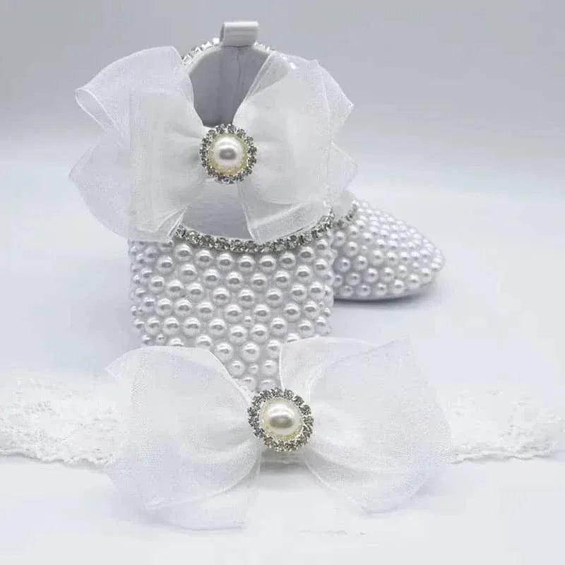 "Naomi" Elegant Beaded Baby Pre-Walker Shoes - The Palm Beach Baby