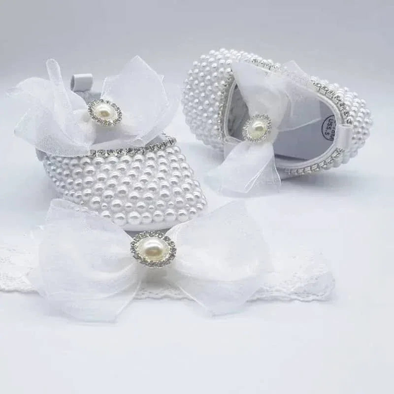 "Naomi" Elegant Beaded Baby Pre-Walker Shoes - The Palm Beach Baby