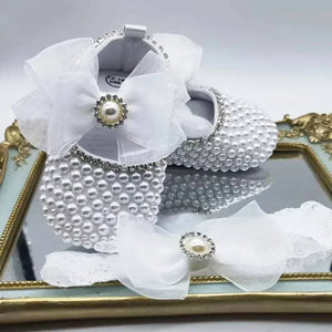 "Naomi" Elegant Beaded Baby Pre-Walker Shoes - The Palm Beach Baby