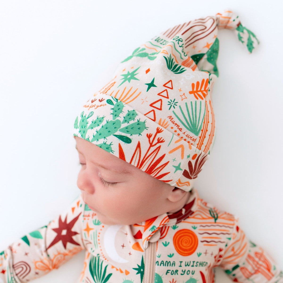 SoftKnot Bamboo Newborn Baby Cap - Desert Cactus Beige, a cozy and soft bamboo newborn cap designed for comfort and style.