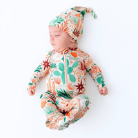 SoftKnot Bamboo Newborn Baby Cap - Desert Cactus Beige, a stylish addition to your baby's outfit with soothing design.