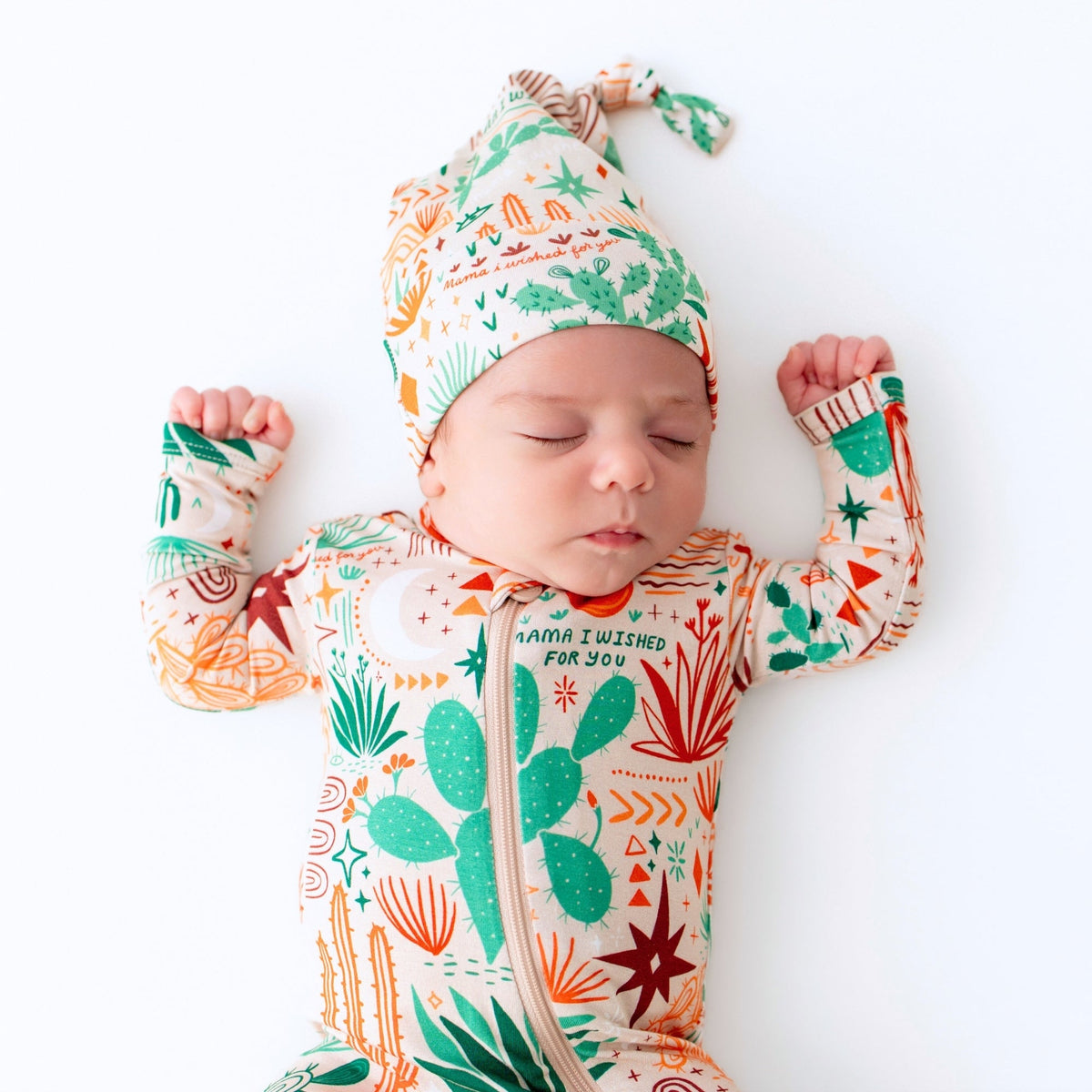 SoftKnot Bamboo Newborn Baby Cap - Desert Cactus Beige, lightweight and gentle on delicate skin, ideal for newborns.
