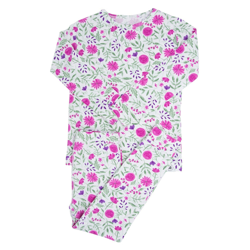 Sweet Purple Flowers Big Kid Pajama Set - The Palm Beach Baby