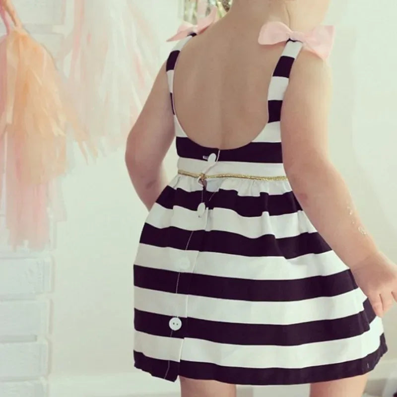 Black and White Striped Dress With Pink Bows for Girls – The Palm Beach Baby